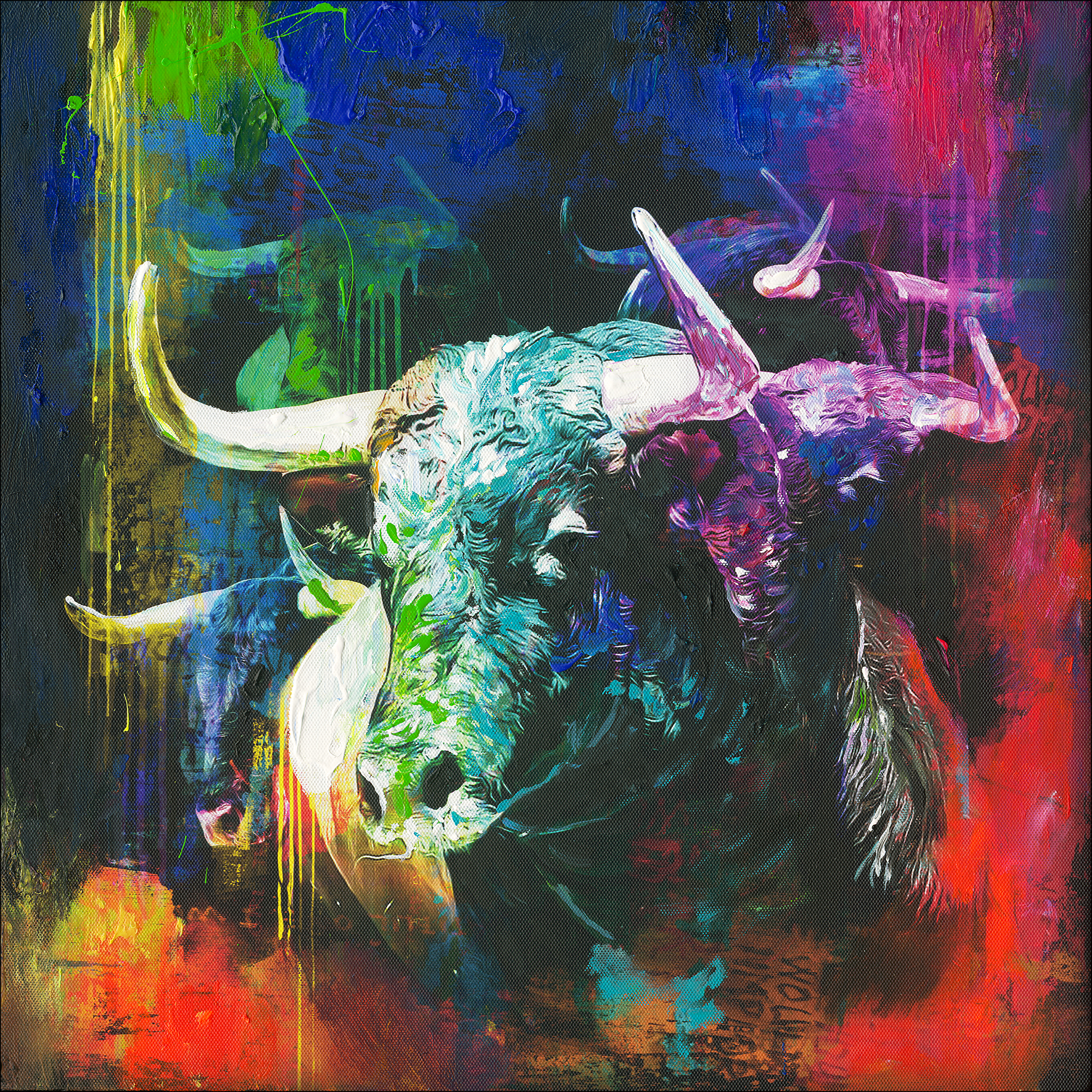 Handpainting, Colourfull Bull Head