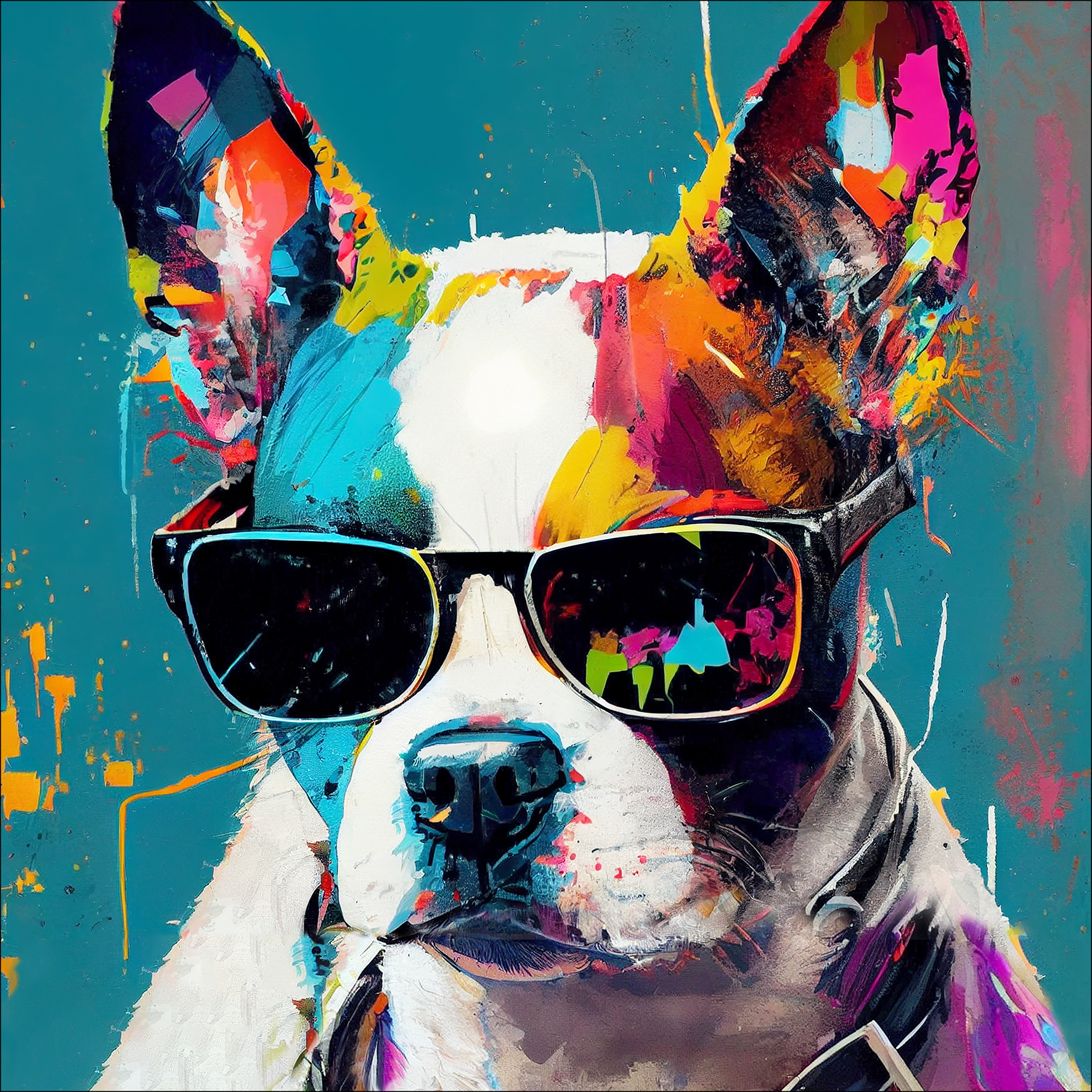 Glas-Art, Dog With Sunglasses I