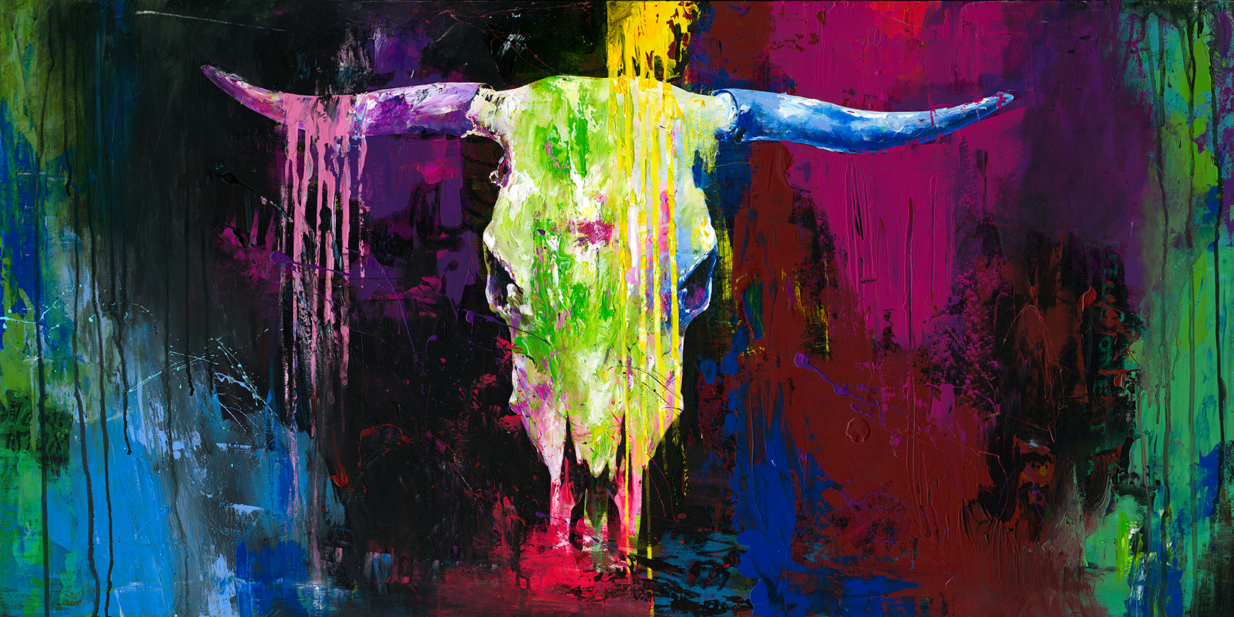 Handpainting, Colourful Bull I