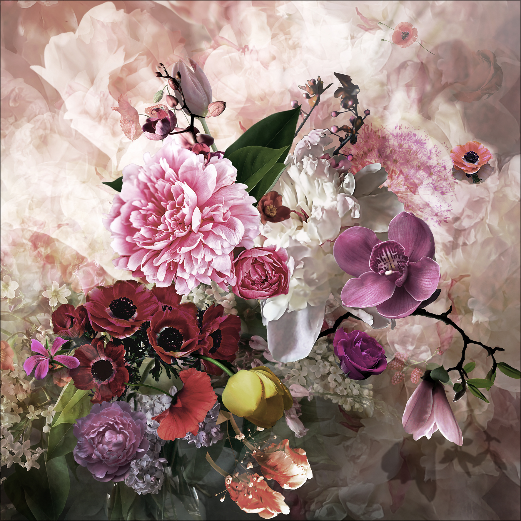 Canvas-Art, Colourful Baroque Flowermix II