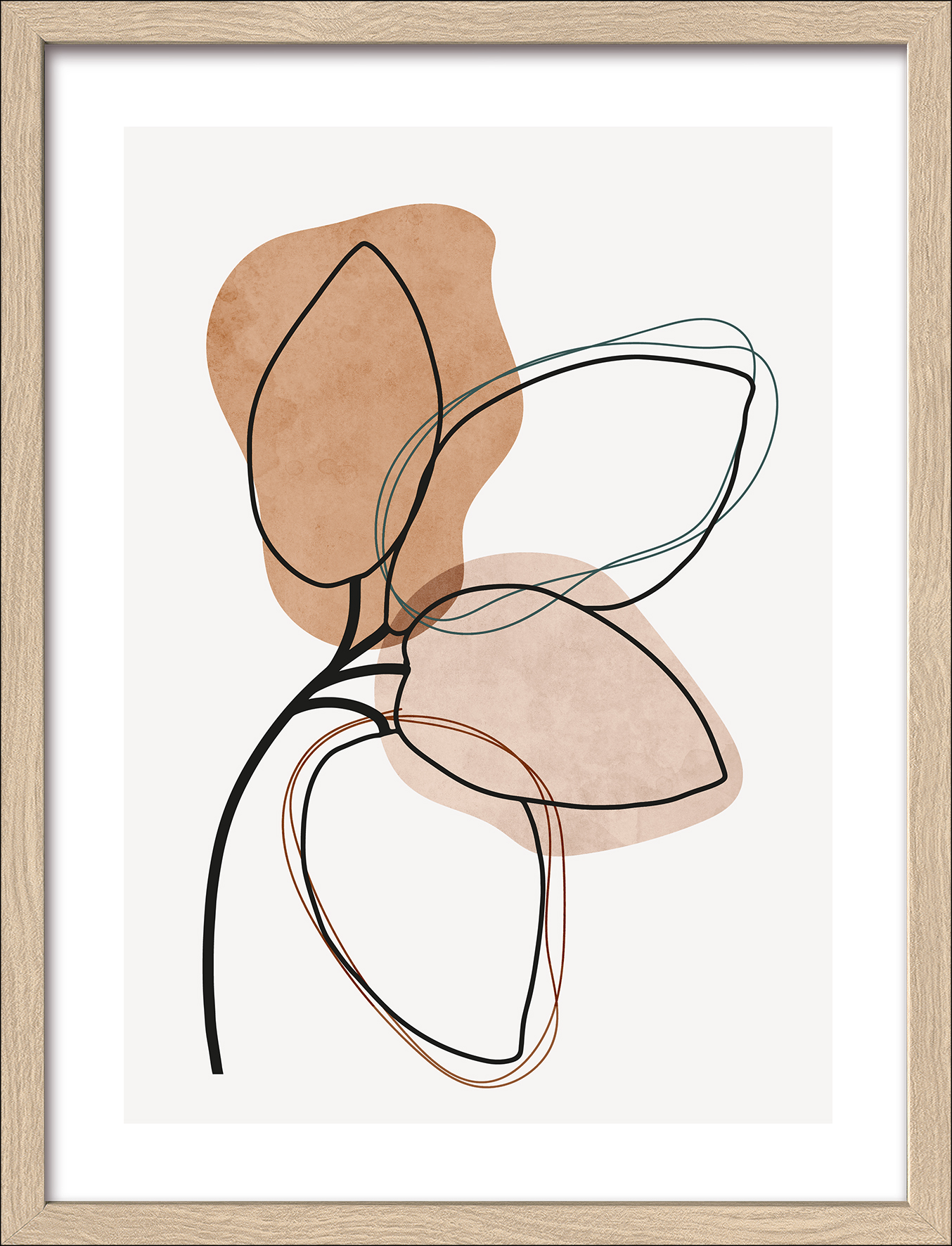 Framed-Art, Line Art Leaves II