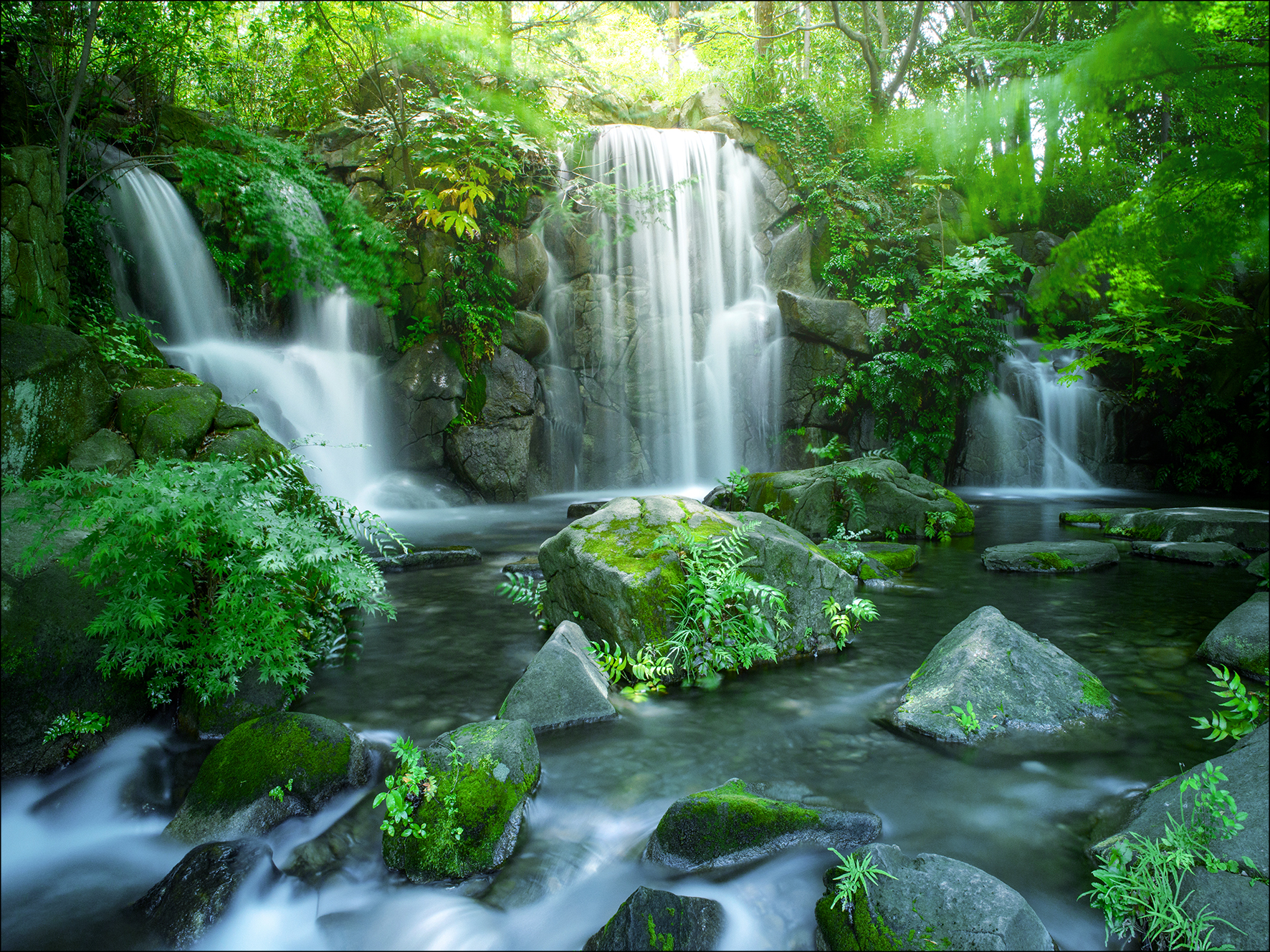 Canvas-Art, Forest & Waterfall I