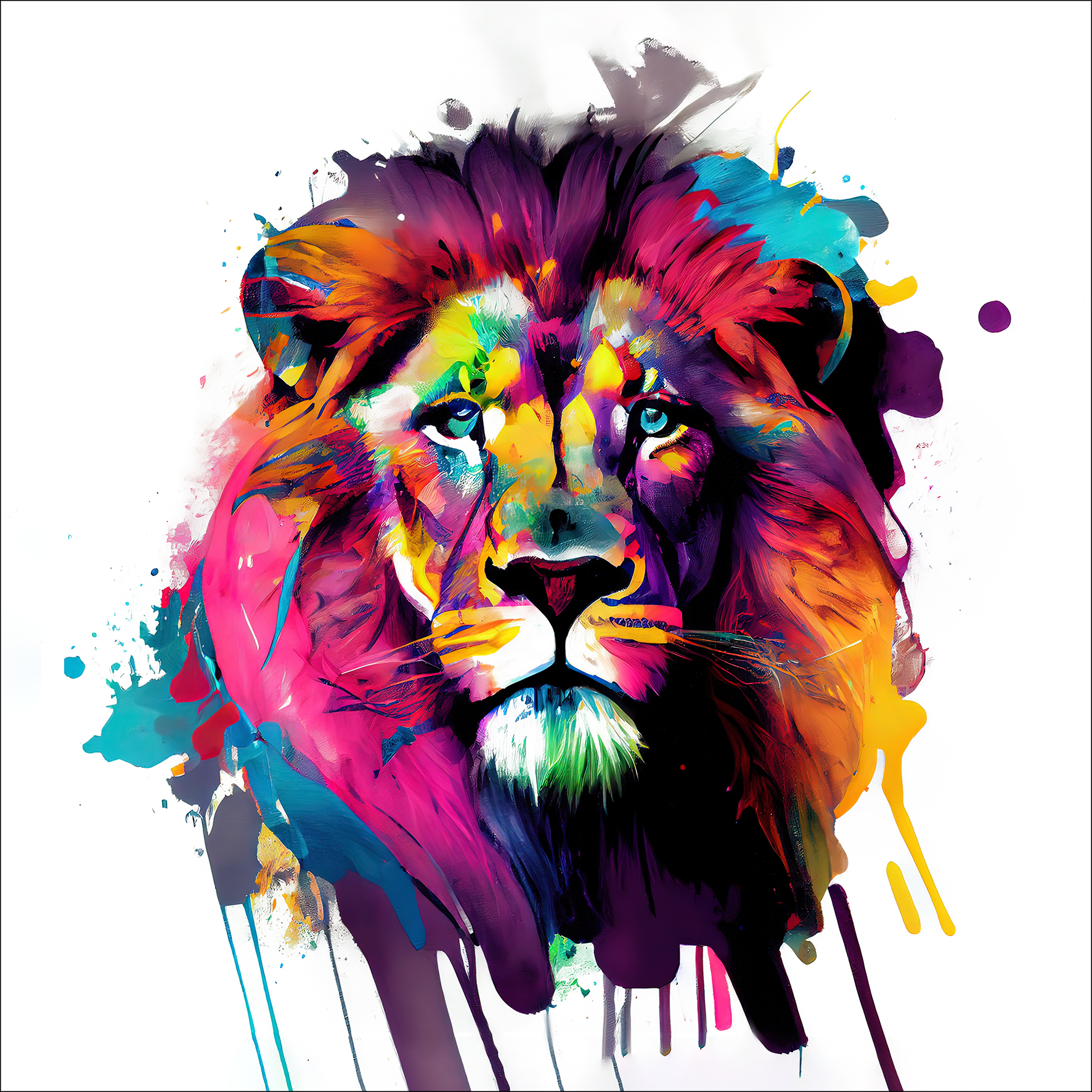 Glas-Art, Colorful Lion Head IV