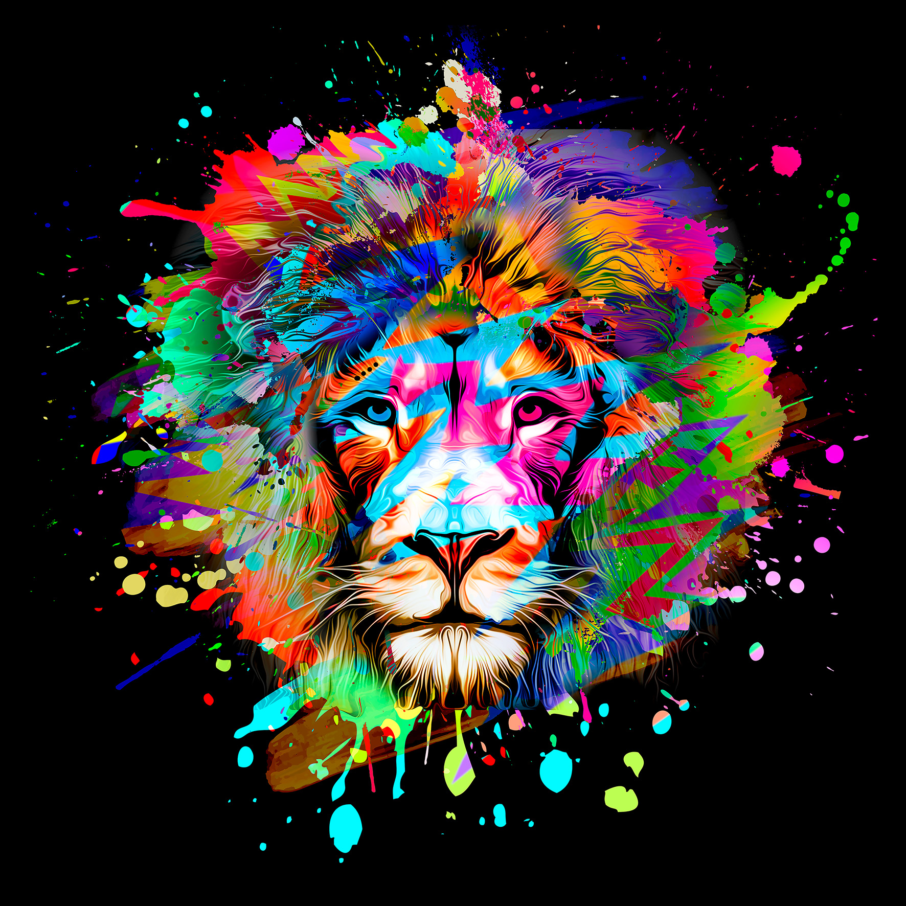 Canvas-Art, Colorful Lion Head III