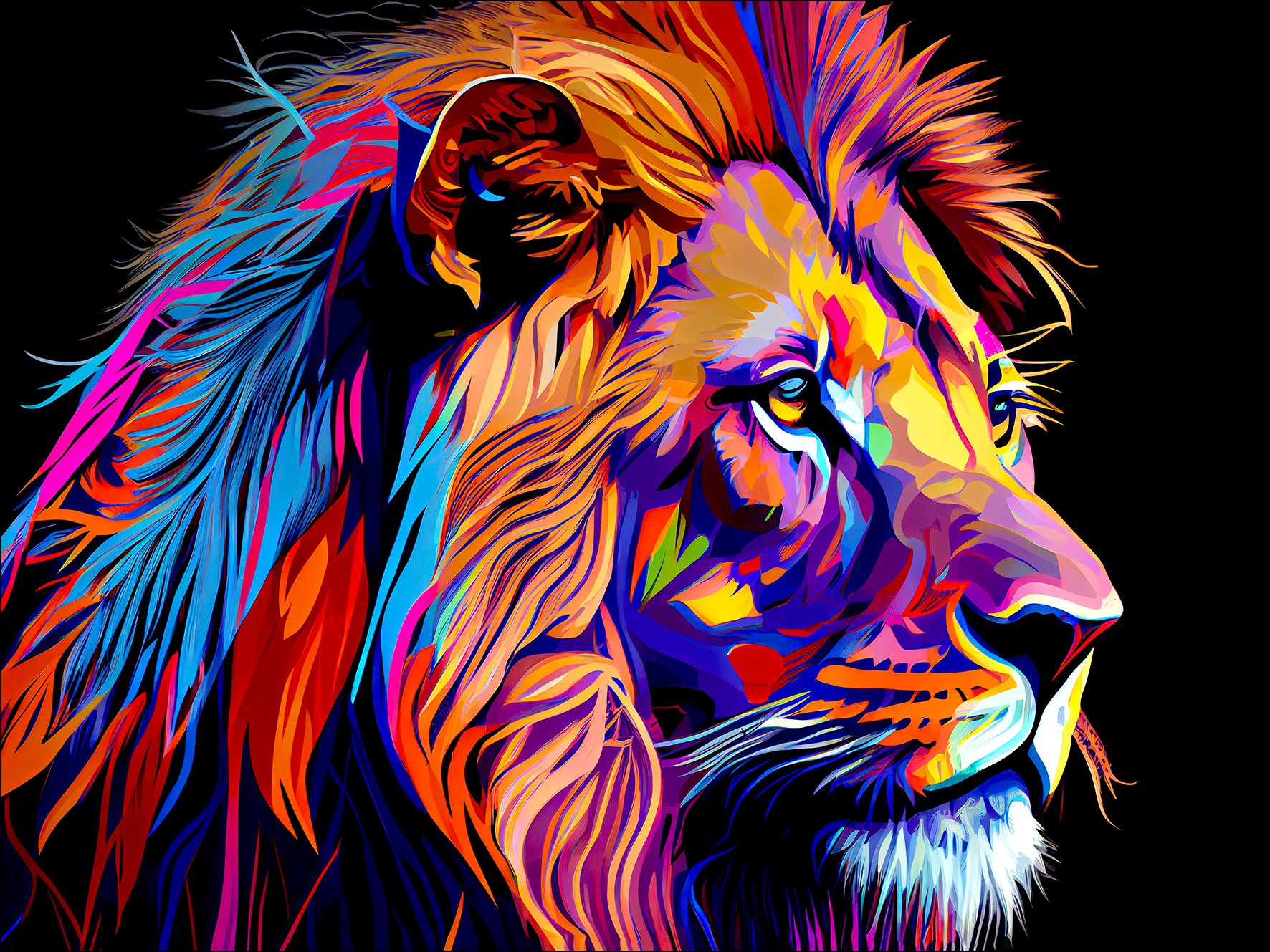 Canvas-Art, Colorful Lion Head V