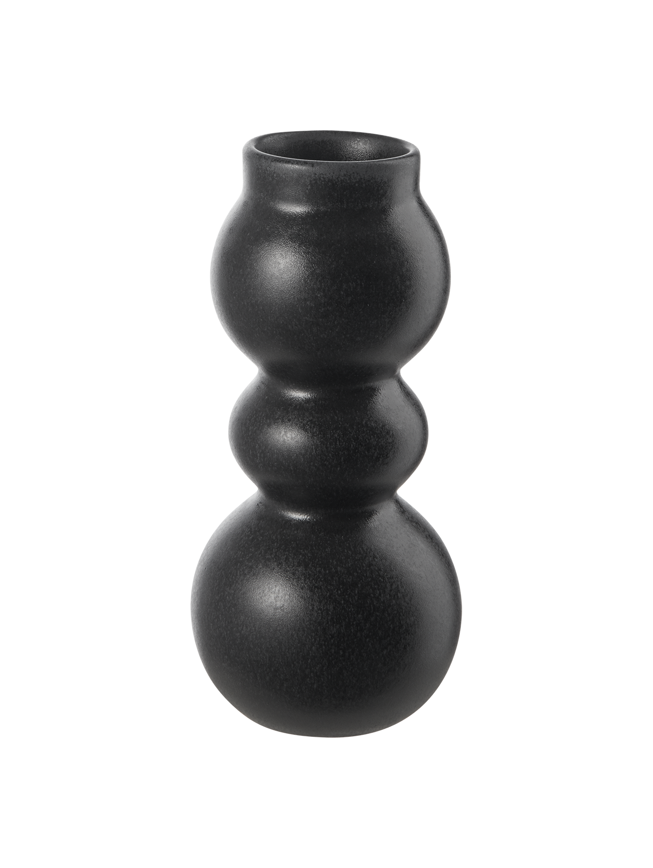 Vase, Steingut, schwarz matt