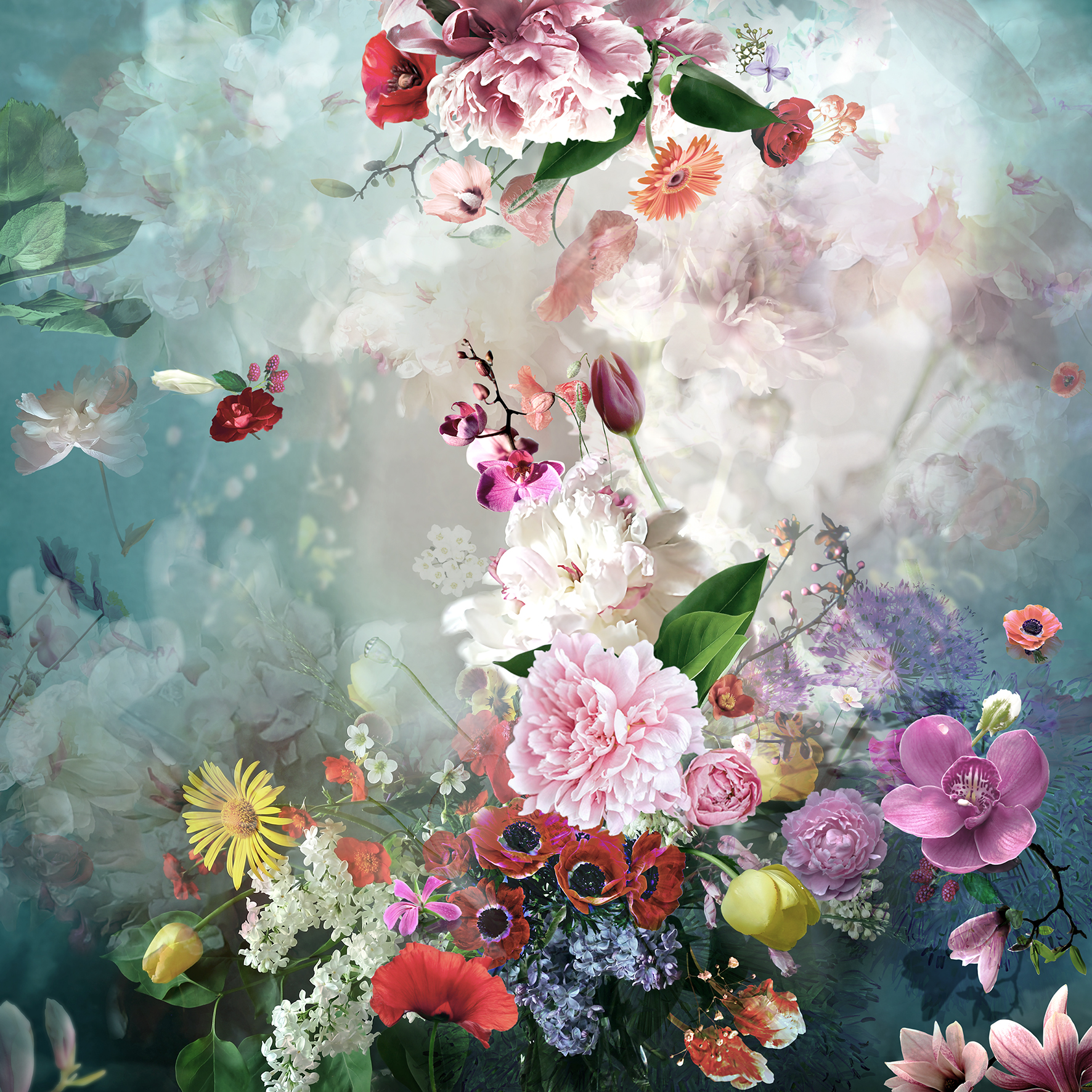 Giclee, Colourful Baroque Flowermix I