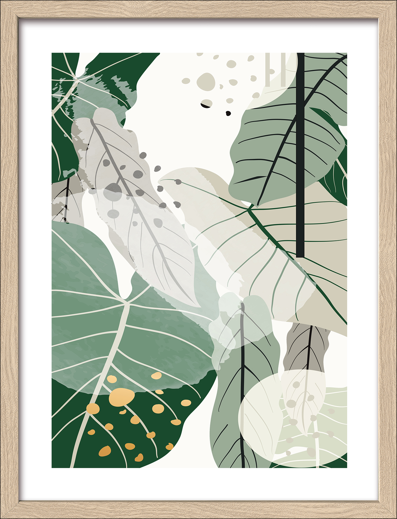 Framed-Art, Big Green Leaves I