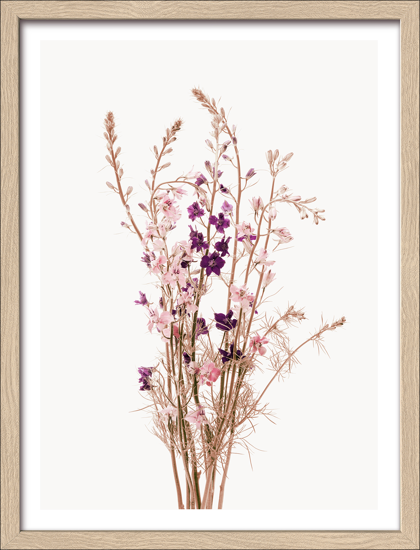 Framed-Art, Dried Fiber Pink Flower